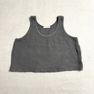 perfectwhitetee Charcoal Waffle Knit Boxy Cropped Tank